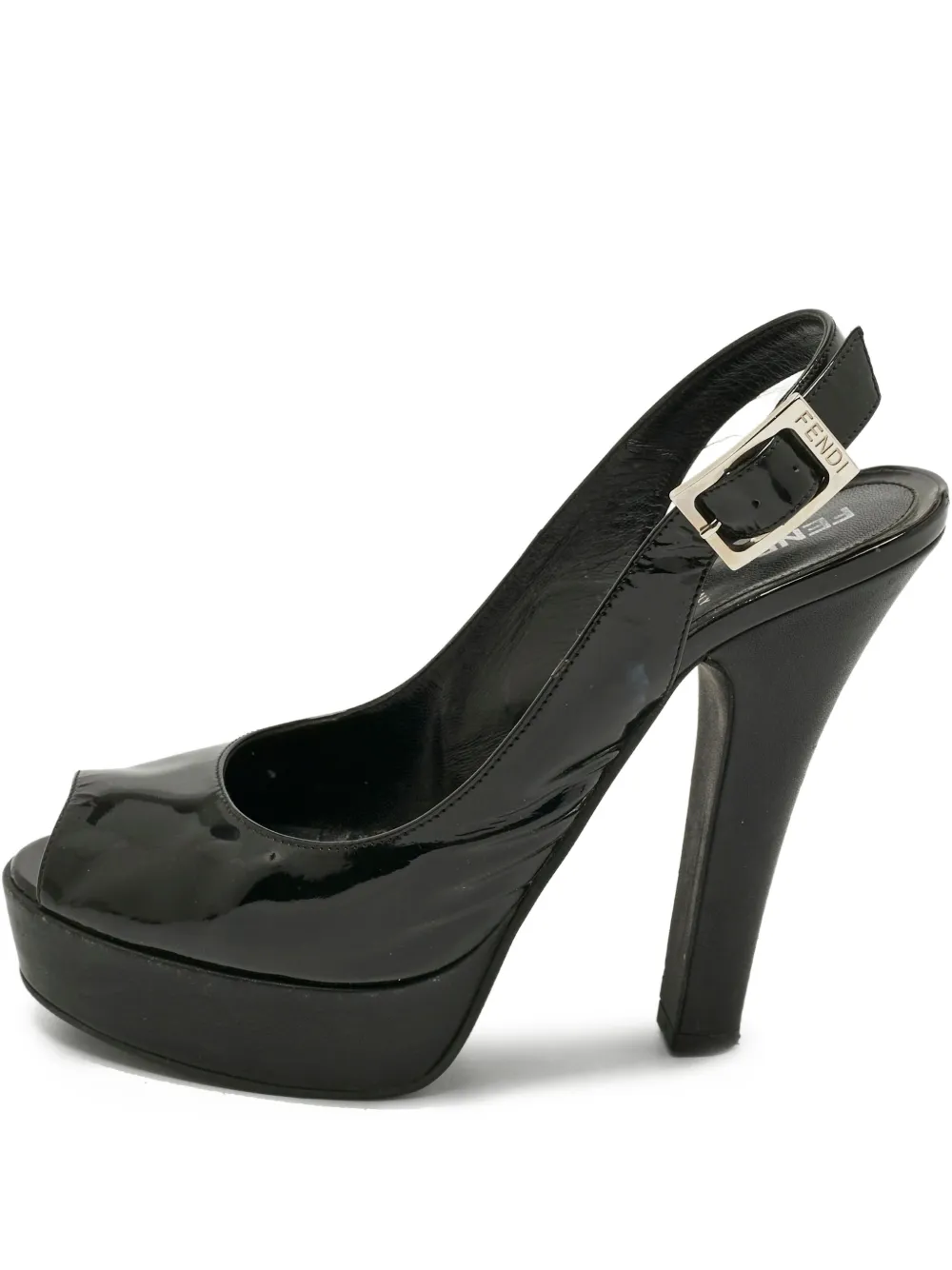 Fendi Pre-Owned leather slingback sandals - Nero