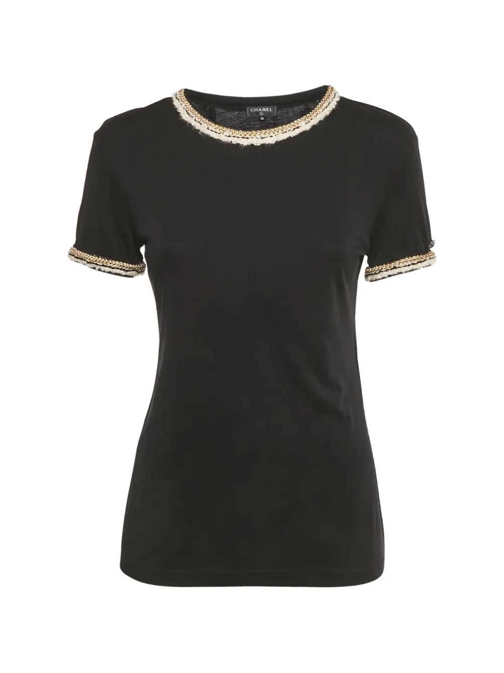 CHANEL Pre-Owned braided-trim T-shirt - Nero