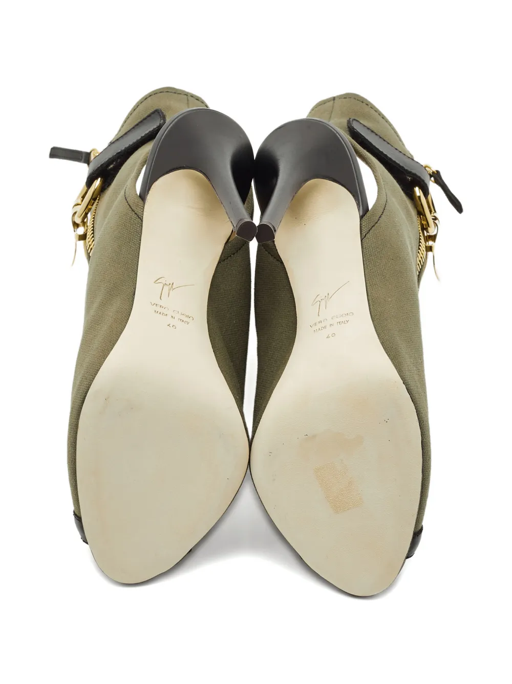 Pre-owned Giuseppe Zanotti Ankle Cutout Peep-toe Boots In Green