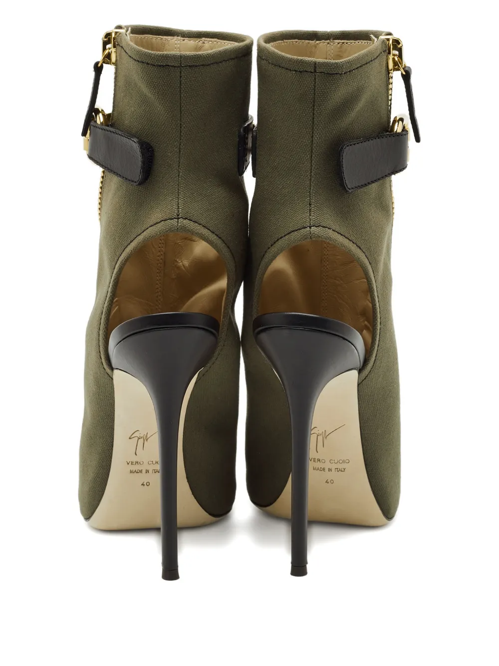Pre-owned Giuseppe Zanotti Ankle Cutout Peep-toe Boots In Green