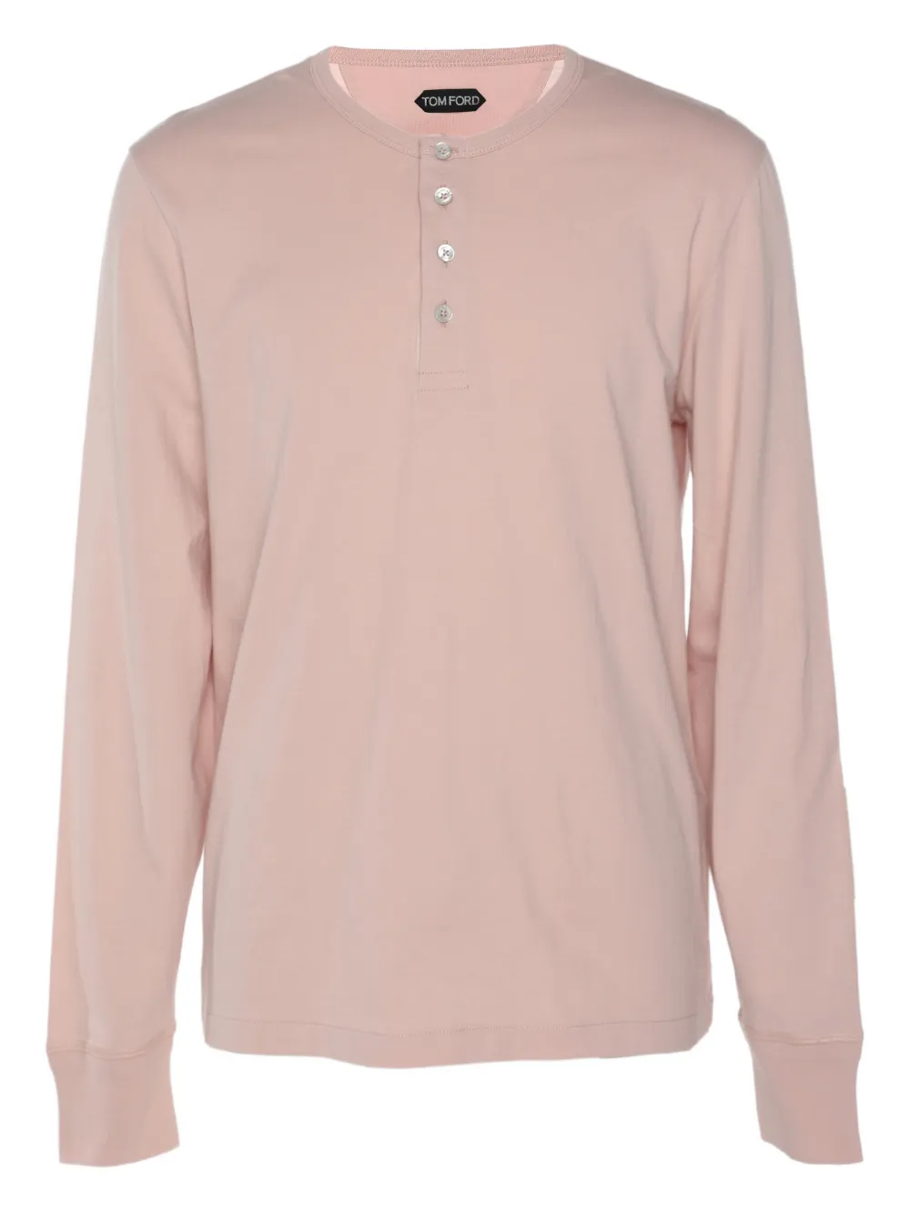Pre-owned Tom Ford Henley Button-placket Long-sleeve T-shirt In Pink