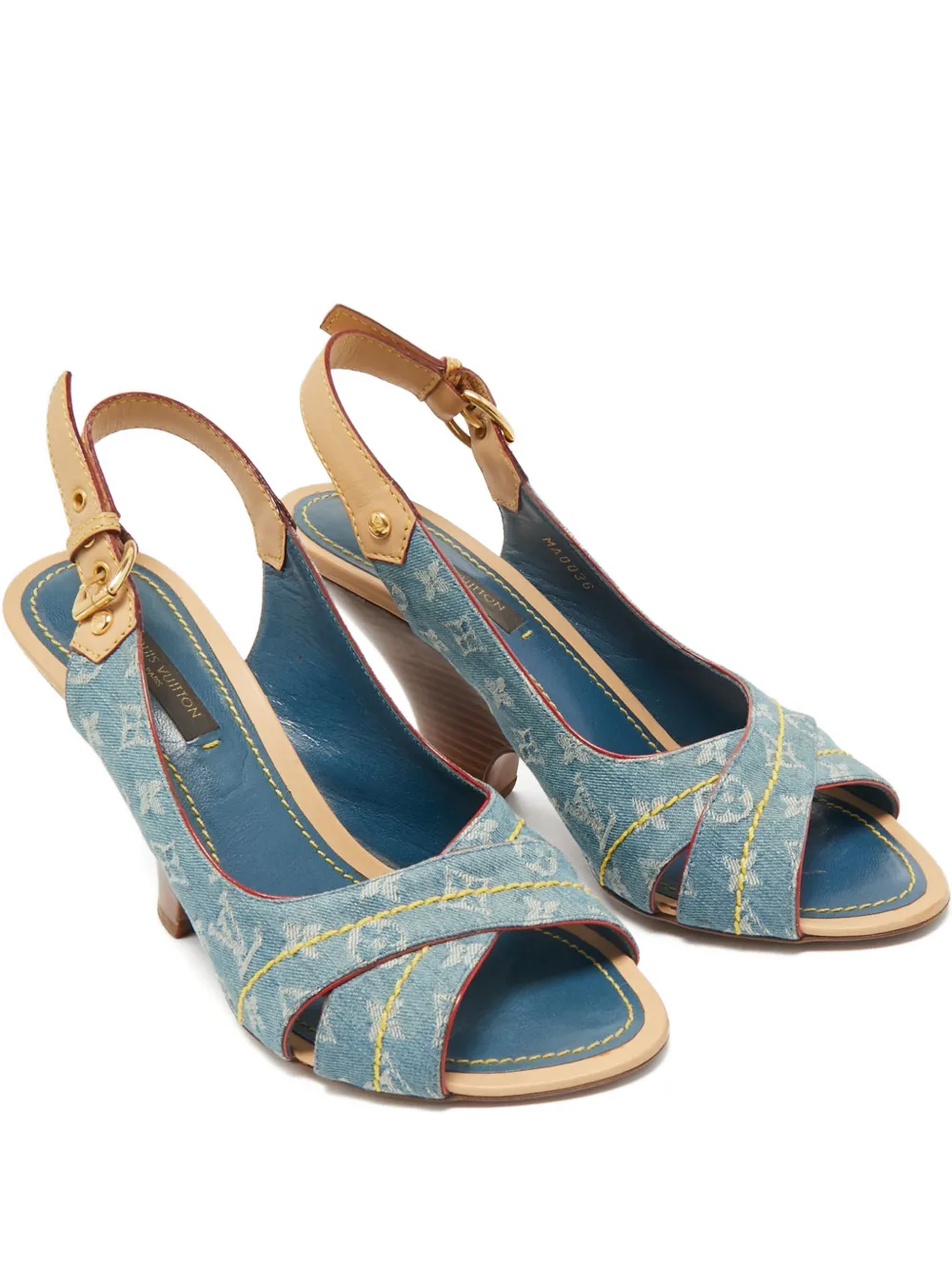 Louis Vuitton Pre-Owned denim slingback sandals - Blau