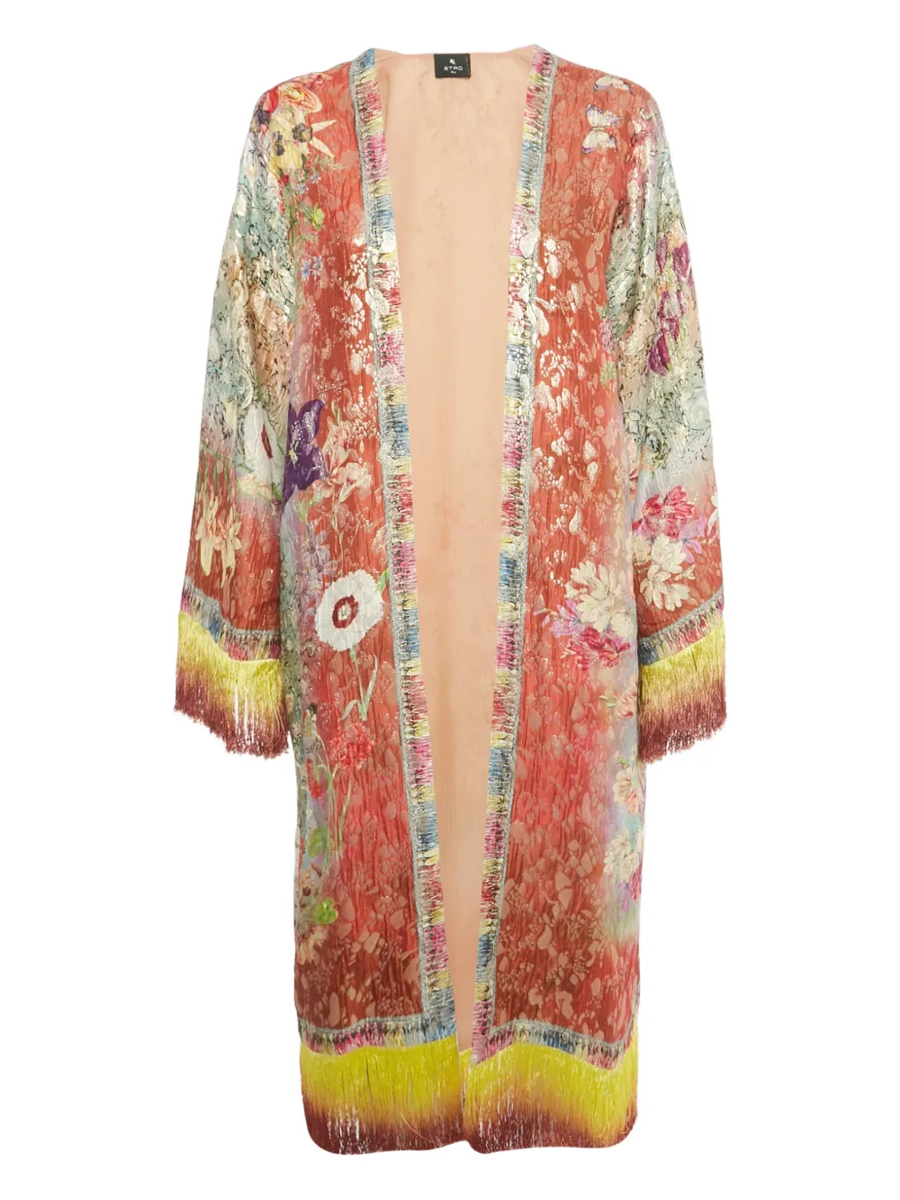 Etro Pre-Owned Cappotto a fiori con frange - Rosso