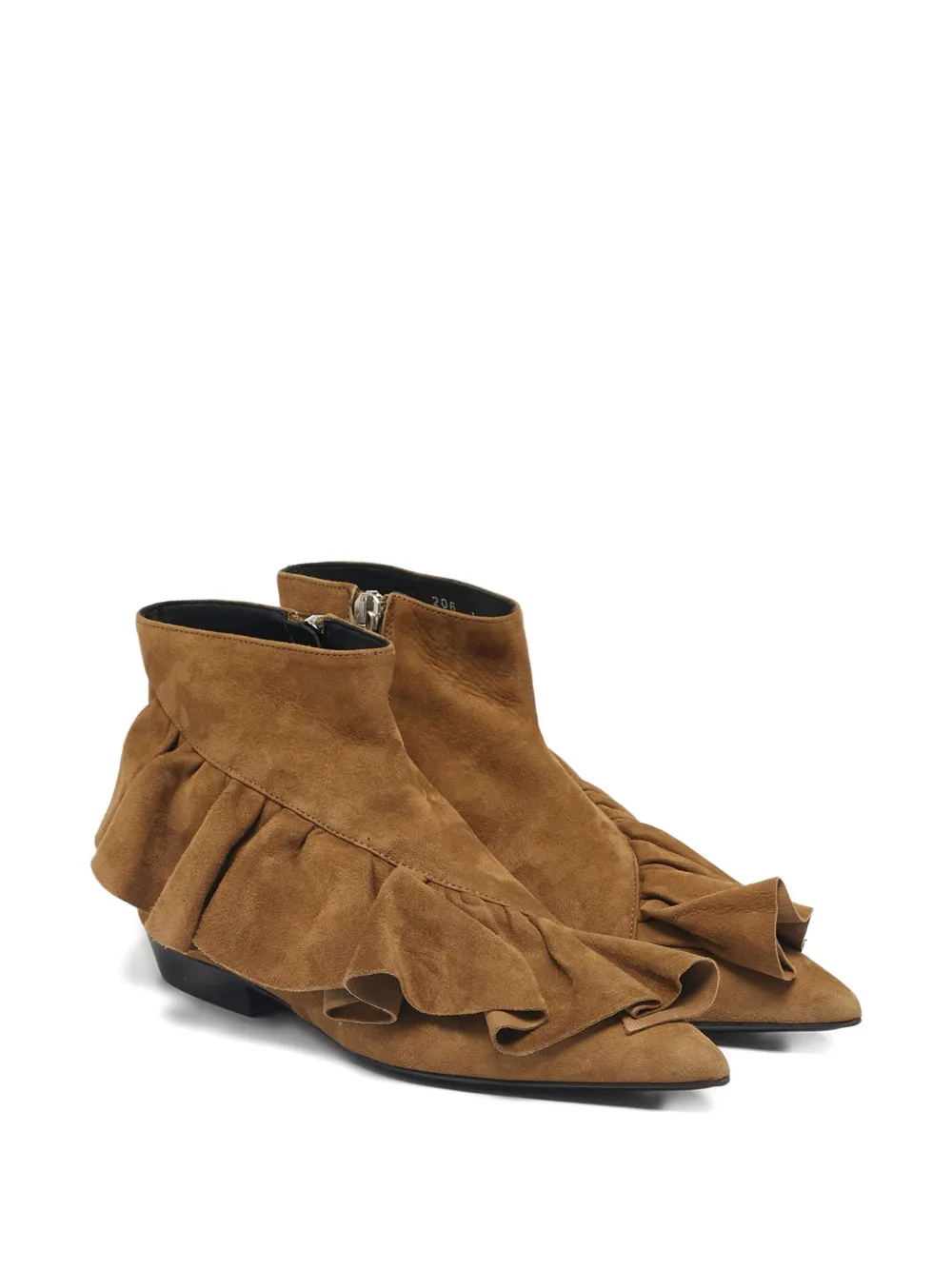 JW Anderson ruffle suede ankle boots - Bruin