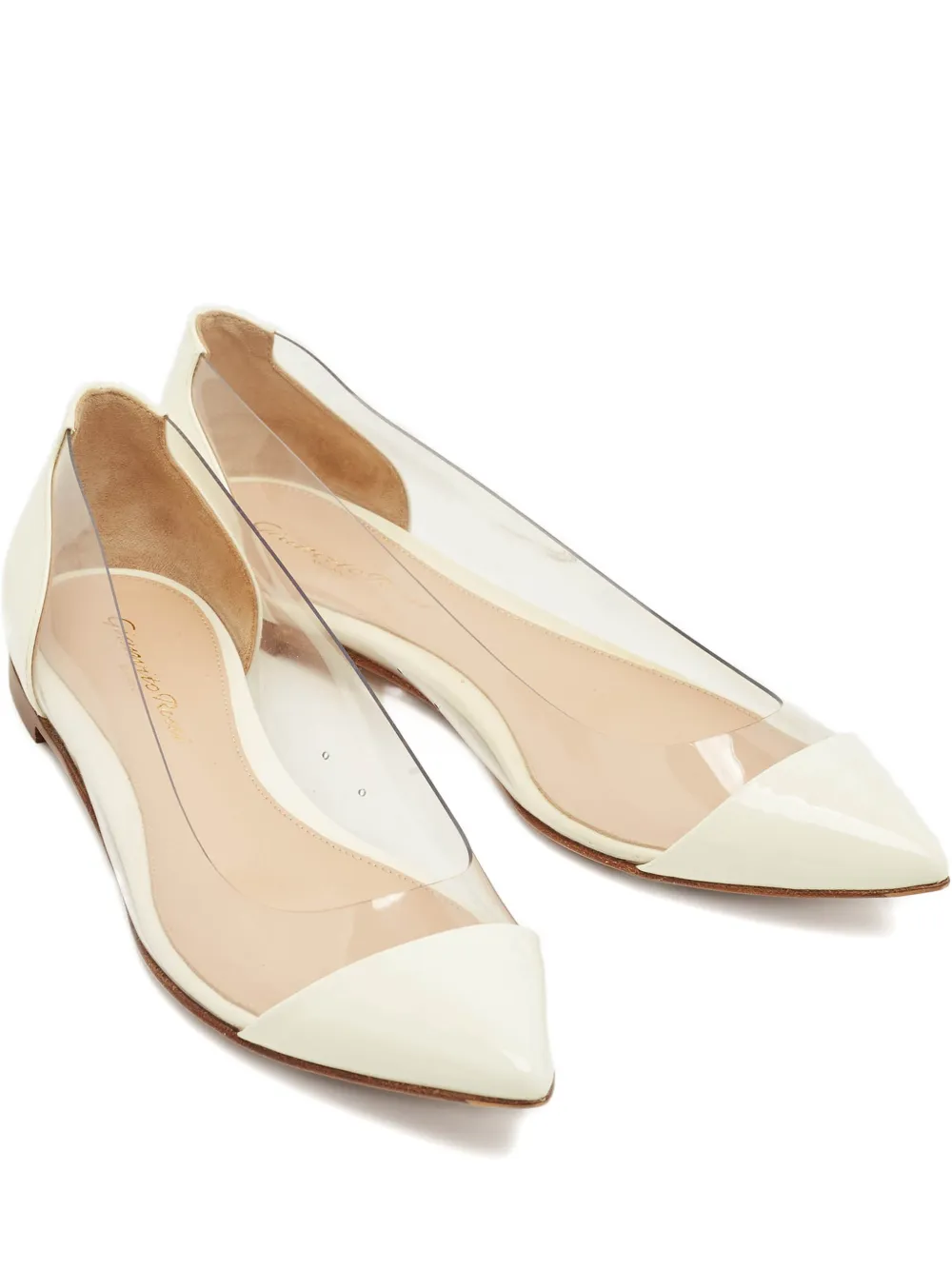 Gianvito Rossi plexi patent-leather ballet flats - Weiß