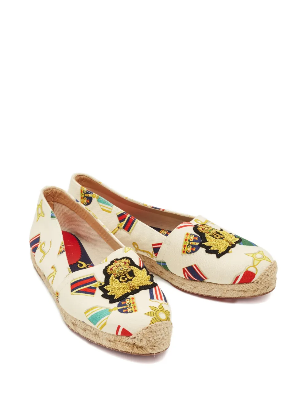 Christian Louboutin Pre-Owned  crest embroidery canvas espadrilles | Image 2