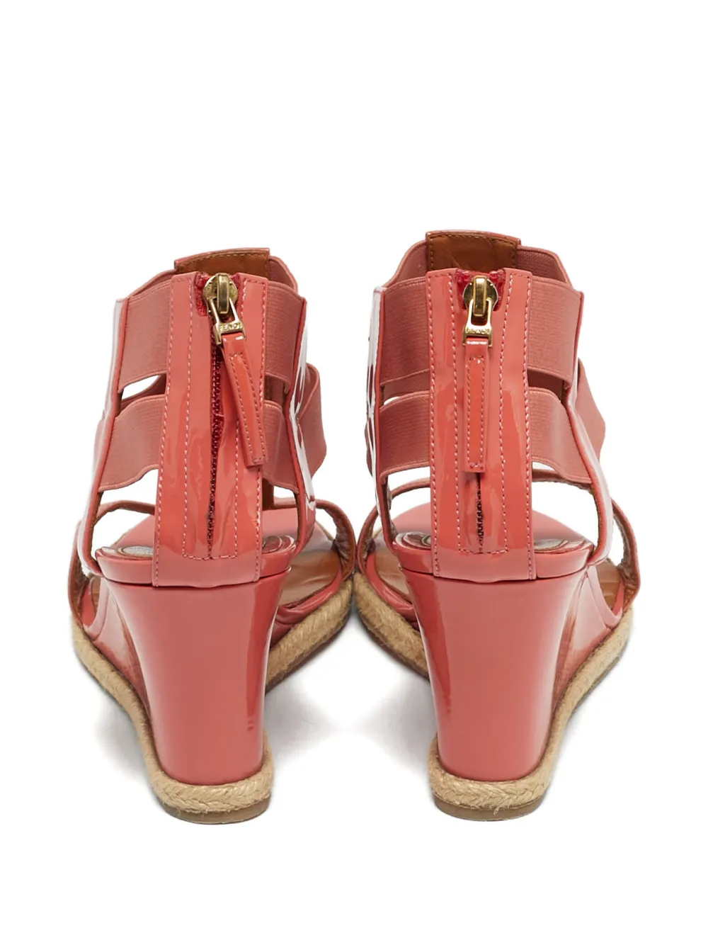 Fendi Pre-Owned leather wedge-heel sandals - Roze