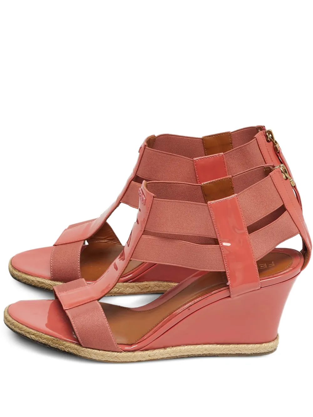 Fendi Pre-Owned leather wedge-heel sandals - Rosa