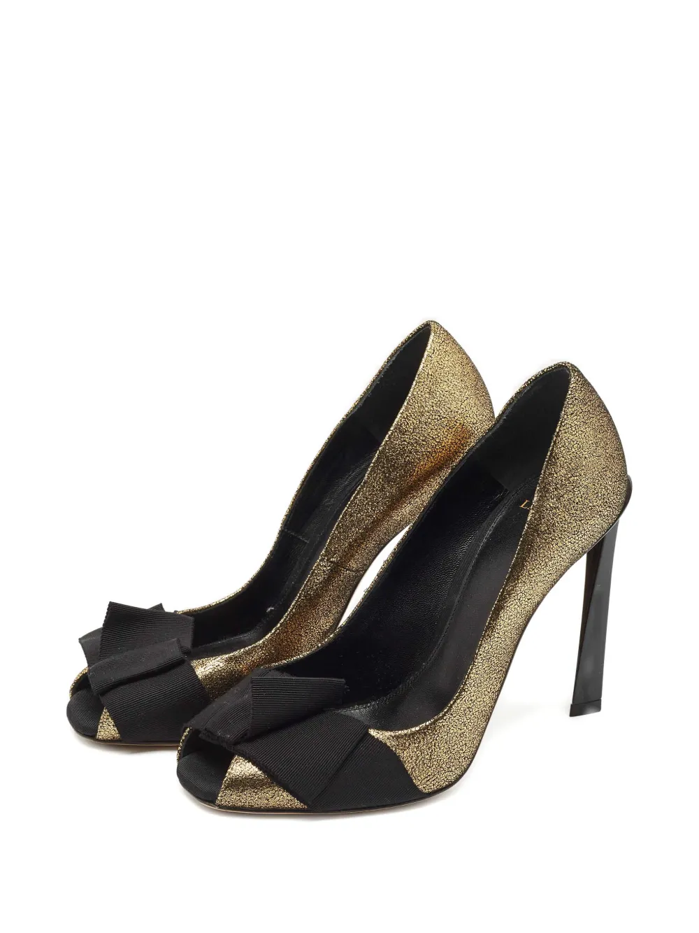 Lanvin Pre-Owned bow peep-toe pump shoes - Goud