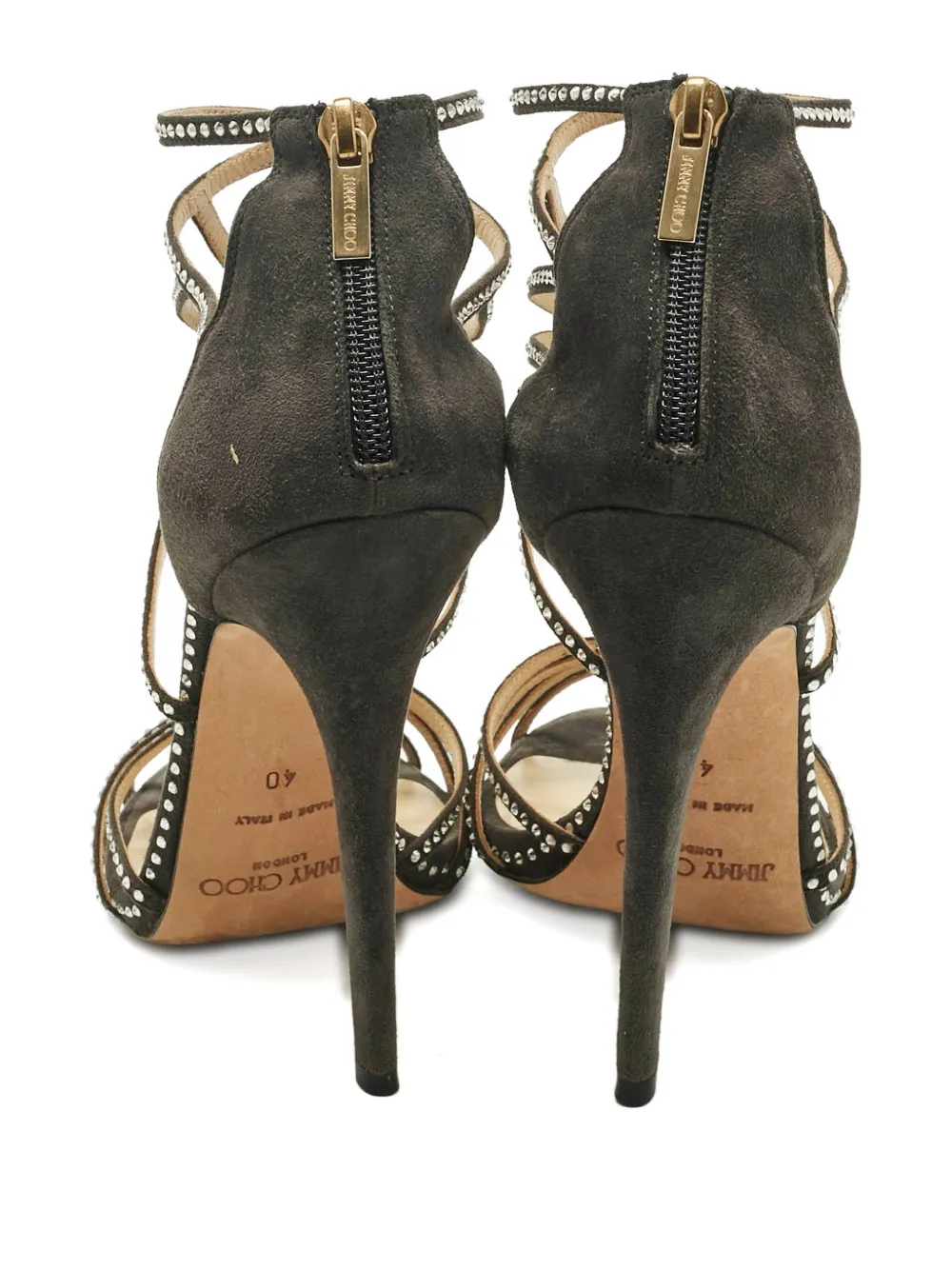 Jimmy Choo Pre-Owned Thistle crystal-embellished sandals - Groen