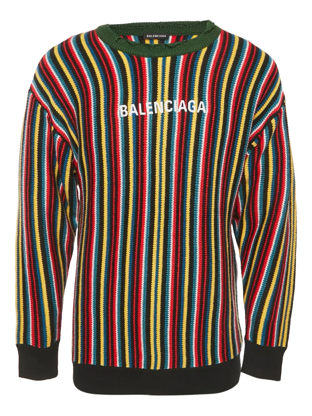 Balenciaga Pre-Owned striped logo-embroidered sweater - Nero