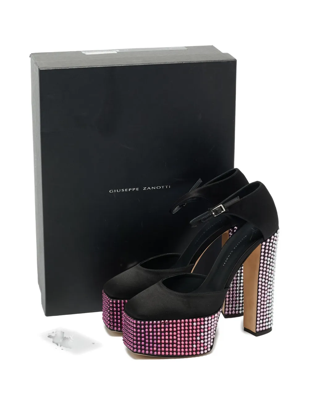 Pre-owned Giuseppe Zanotti Vintage Platform Crystal Sandals In Black