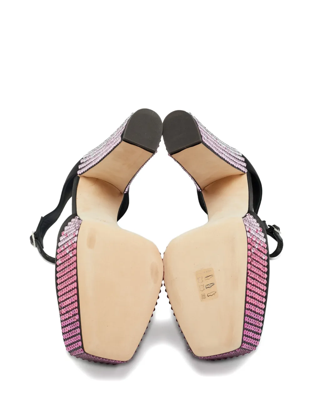 Pre-owned Giuseppe Zanotti Vintage Platform Crystal Sandals In Black