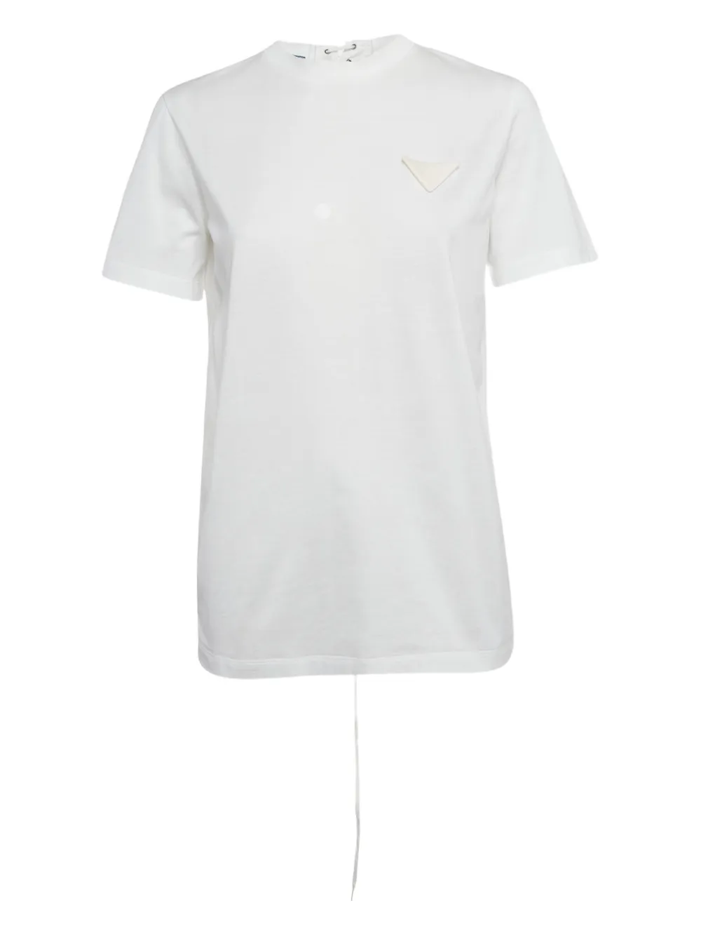 Prada Pre-Owned triangle-appliqué criss-cross cotton T-shirt - Bianco