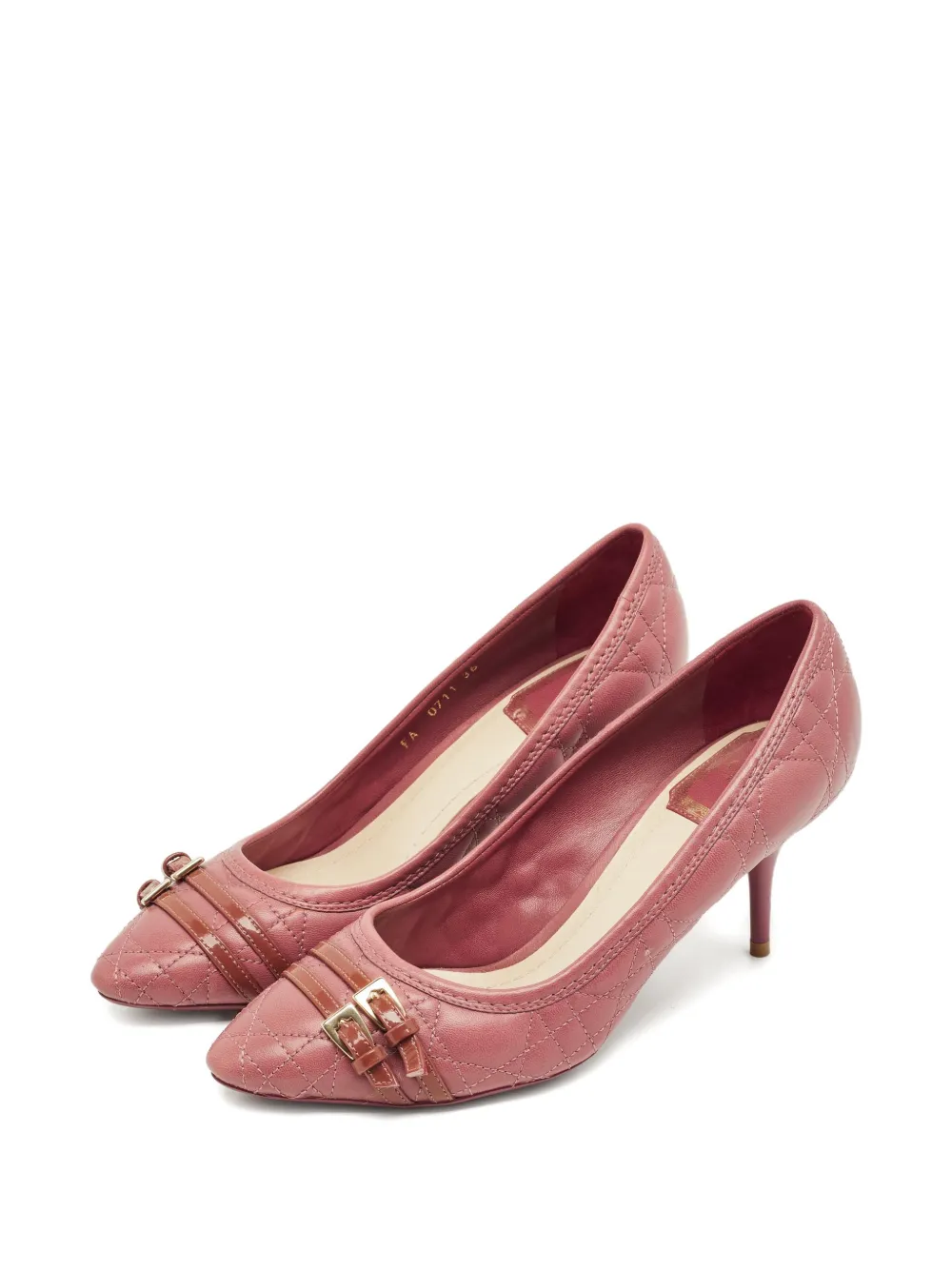 Christian Dior Pre-Owned Cannage buckle leather pumps - Roze