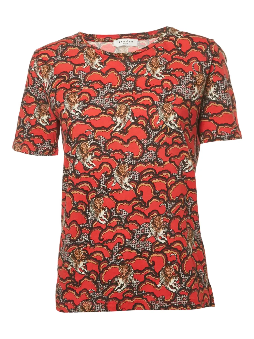 SANDRO tiger-print t-shirt - Rosso