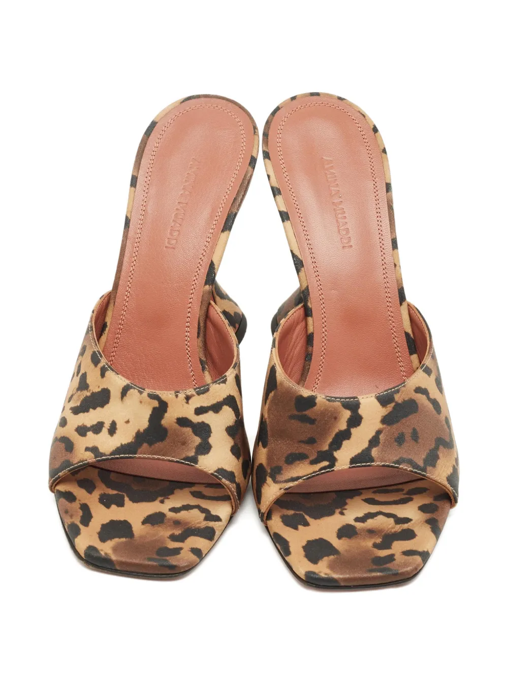 AMINA MUADDI Pre-owned Lupita Leopard-print Heel Mules In Brown