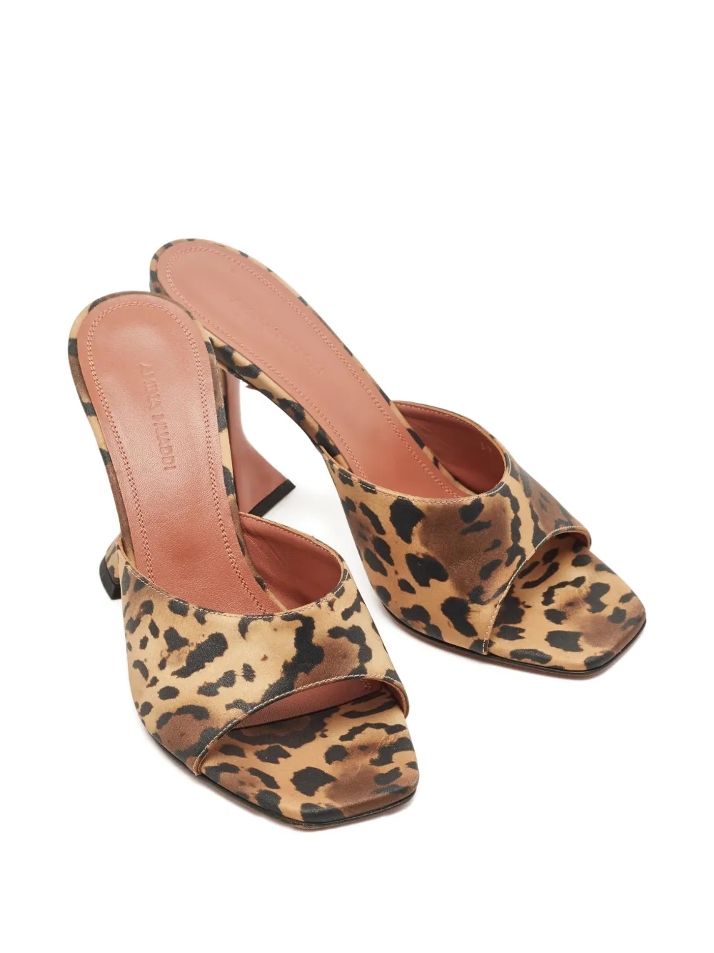 AMINA MUADDI Pre-owned Lupita Leopard-print Heel Mules In Brown