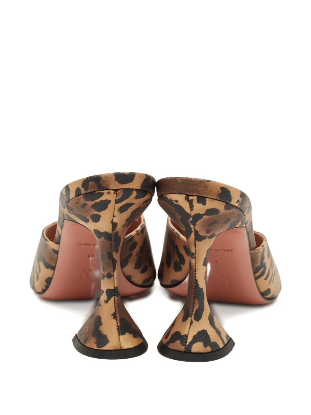 AMINA MUADDI Pre-owned Lupita Leopard-print Heel Mules In Brown