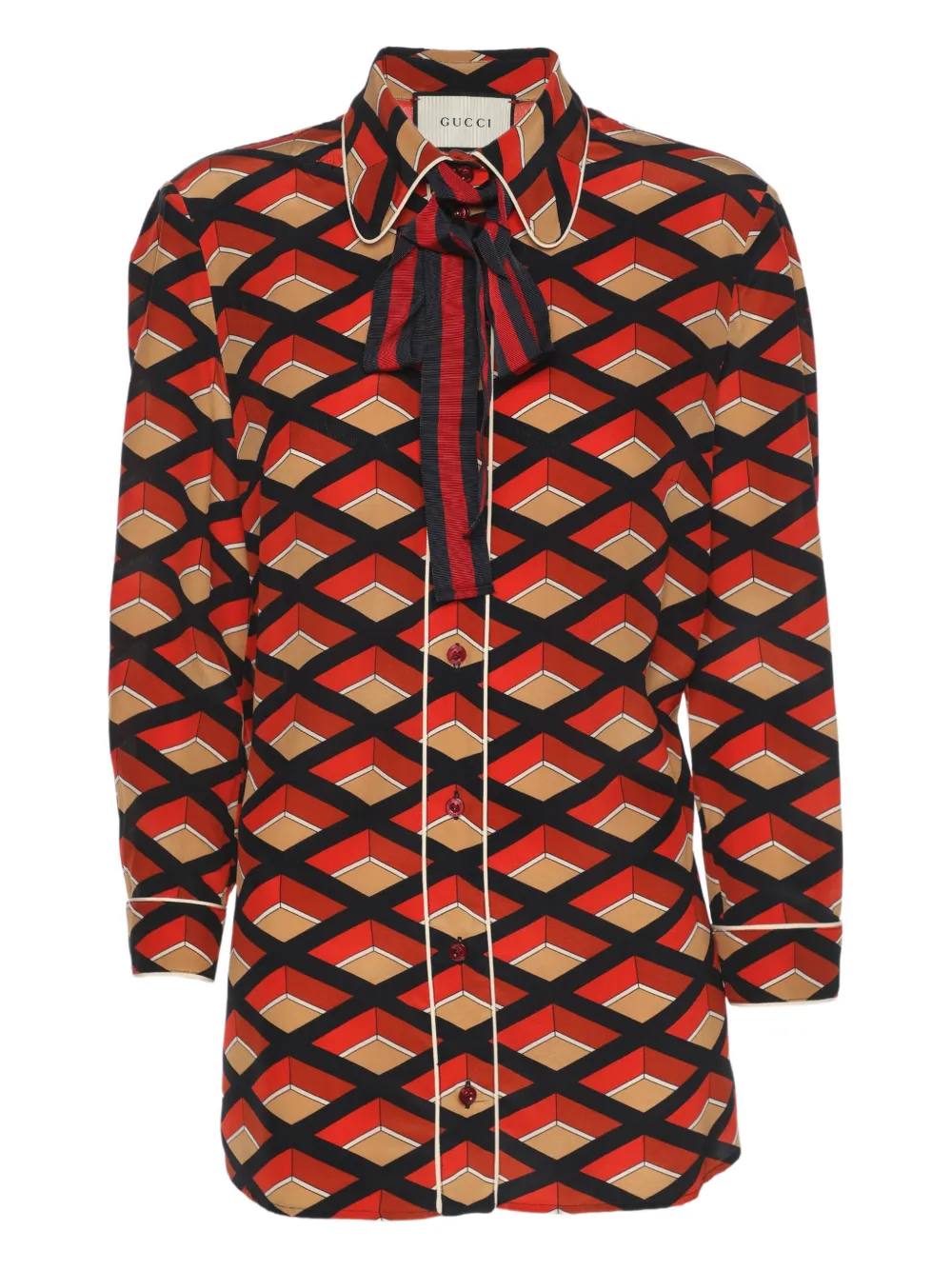 Gucci Pre-Owned rhombus-print long-sleeve top - Rosso