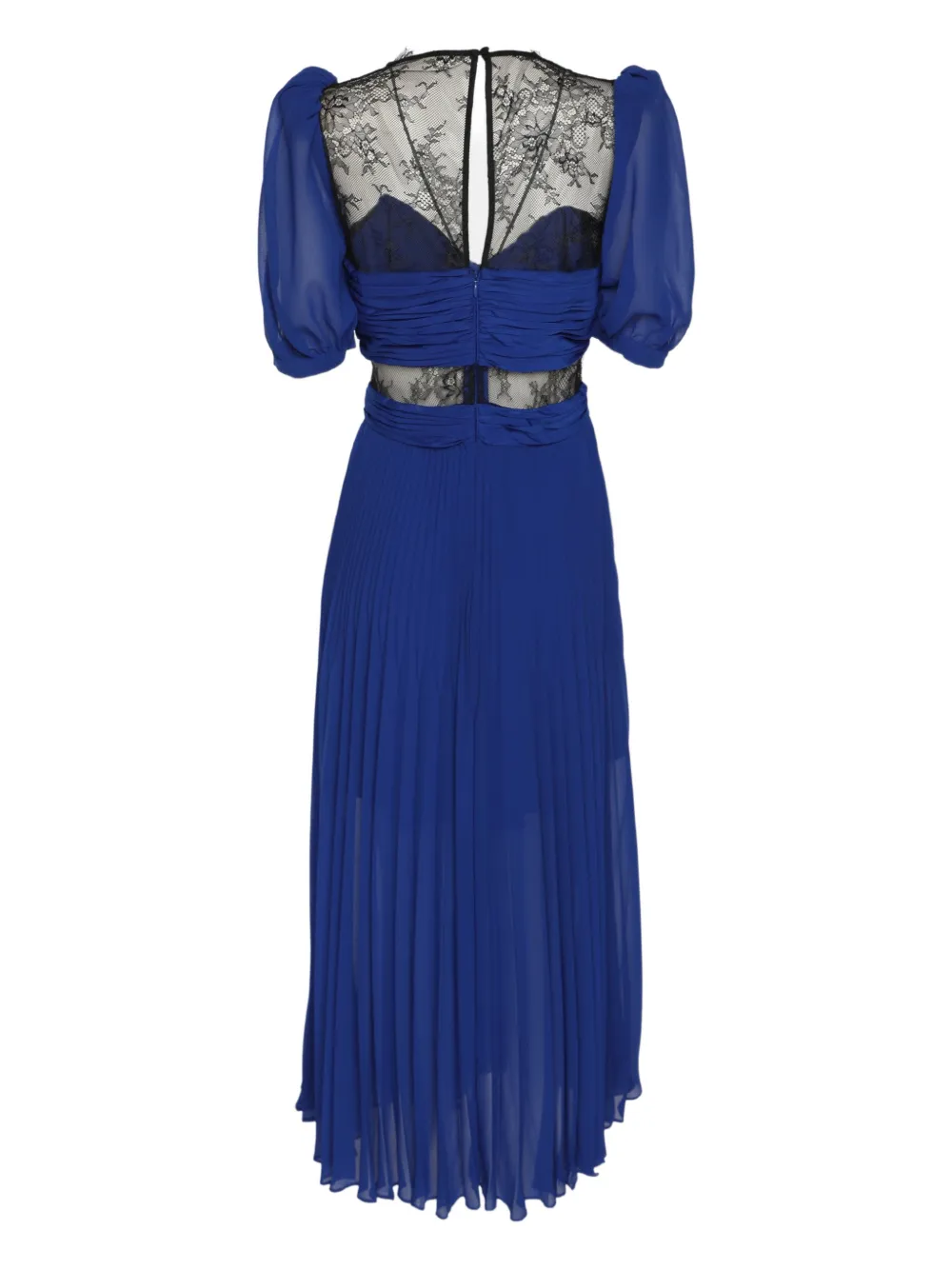 Self-Portrait chiffon lace midi dress - Blauw