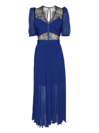Self-Portrait Chiffon Lace Midi Dress | Blue | FARFETCH AZ Self-Portrait Chiffon Lace Midi Dress | Blue | FARFETCH AZ