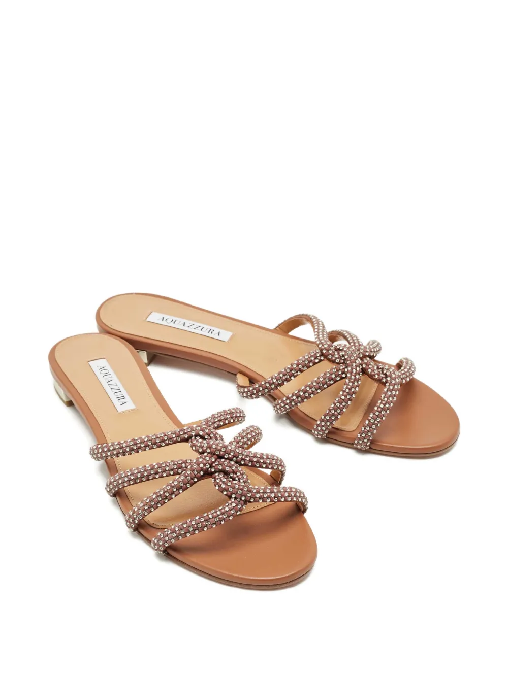 Aquazzura crystal-embellished leather sandals - Bruin