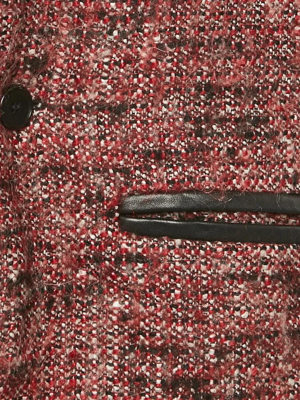 Maje tweed leather-trimmed coat - Rood