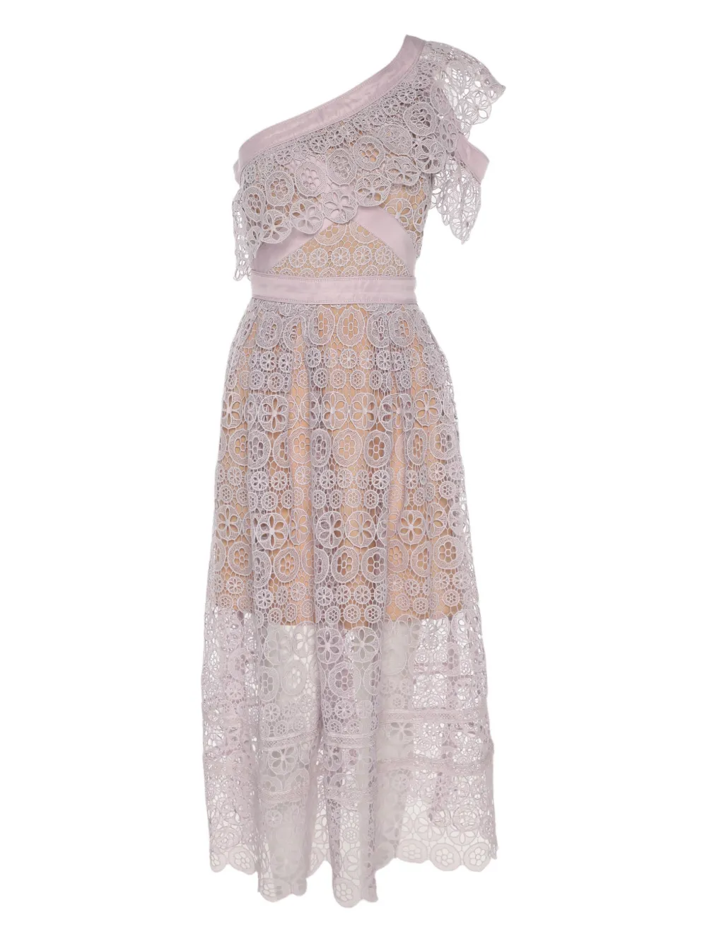 Self-Portrait One-Shoulder-Midikleid aus Spitze - Violett