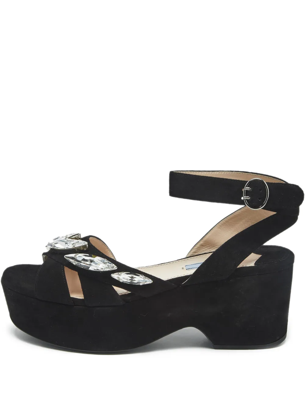 Prada Pre-Owned crystal-embellished suede platform sandals | Black | Image 1