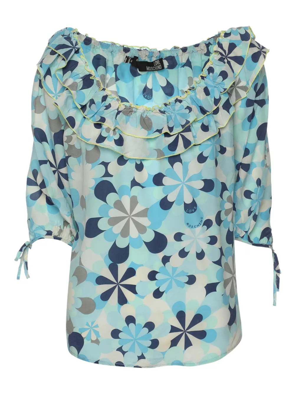Love Moschino ruffled floral-print top - Blu