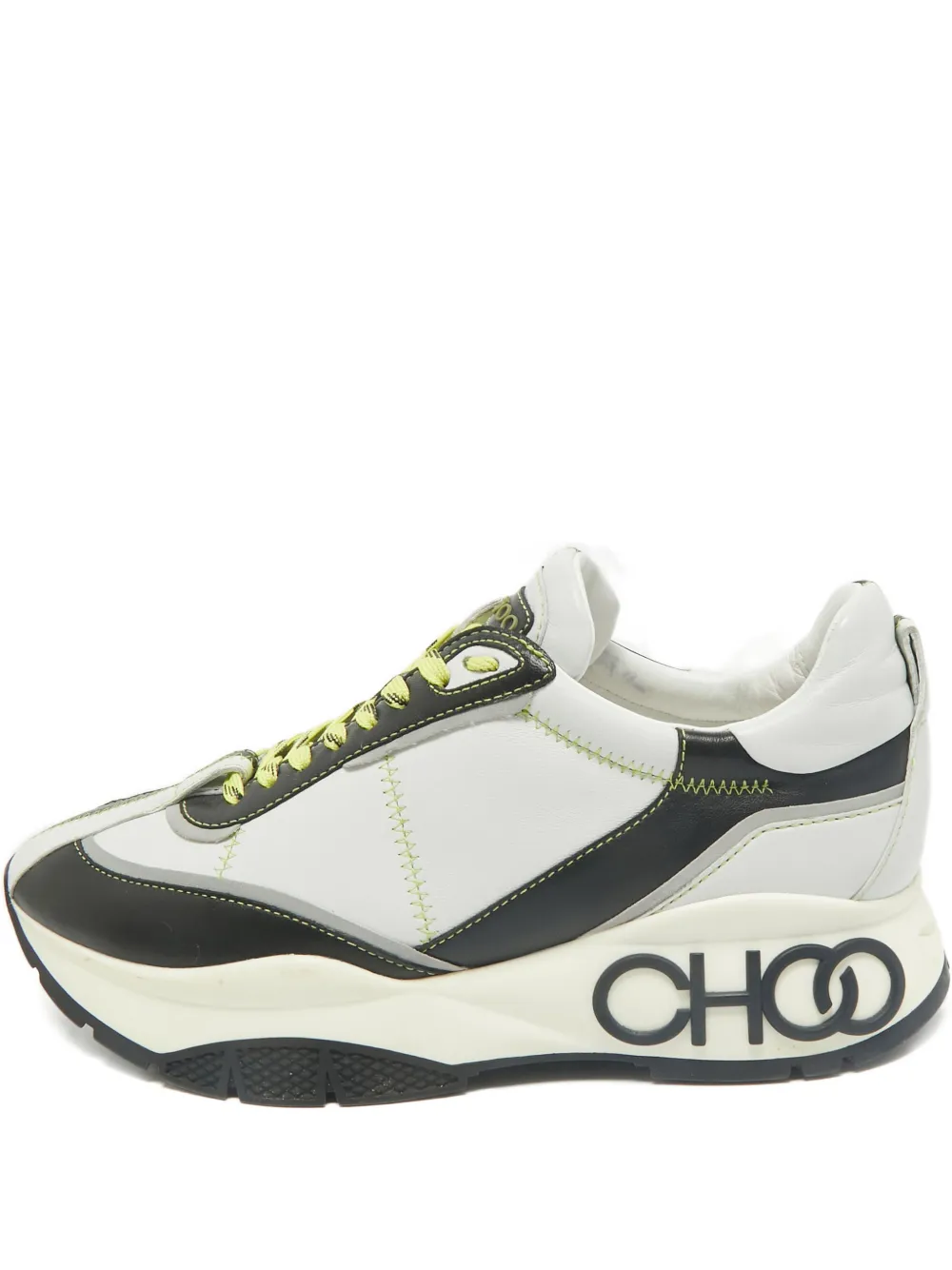 Jimmy Choo Pre-Owned logo-detail leather sneakers - Bianco
