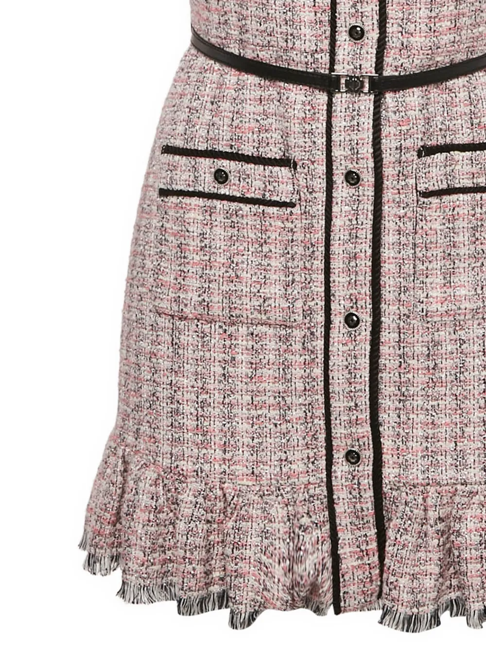 Maje Tweed mini-jurk met ruches - Roze