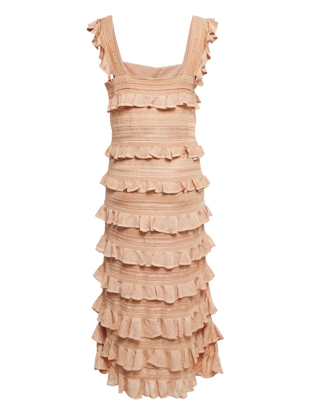 ZIMMERMANN knit frilled midi dress - Beige