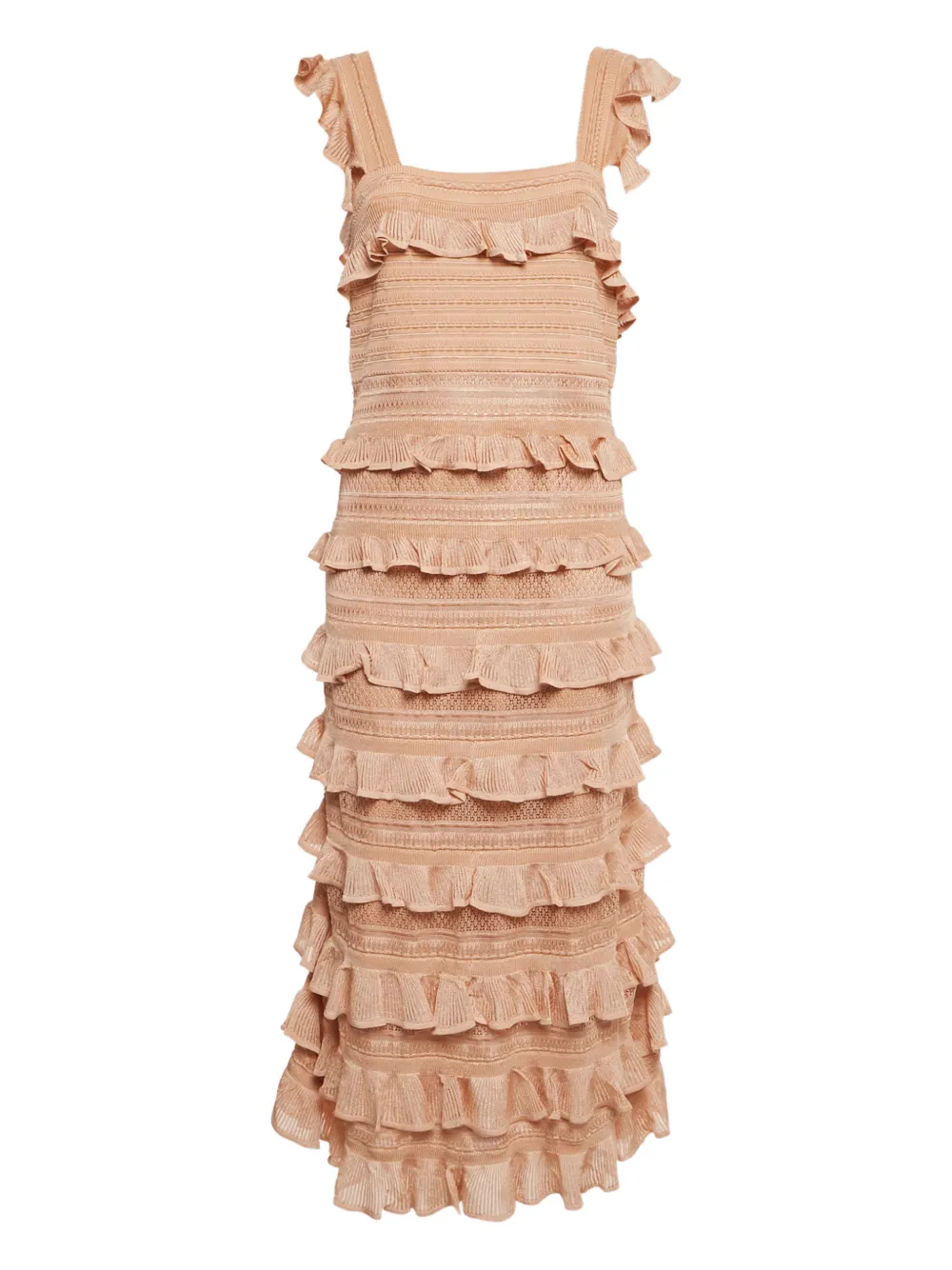 ZIMMERMANN knit frilled midi dress - Toni neutri