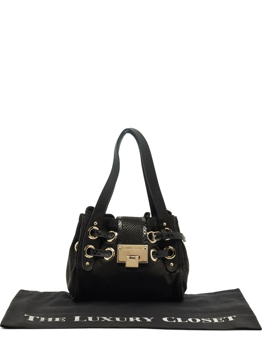 Jimmy Choo Pre-Owned mini Riki python leather tote bag | Black | Image 1