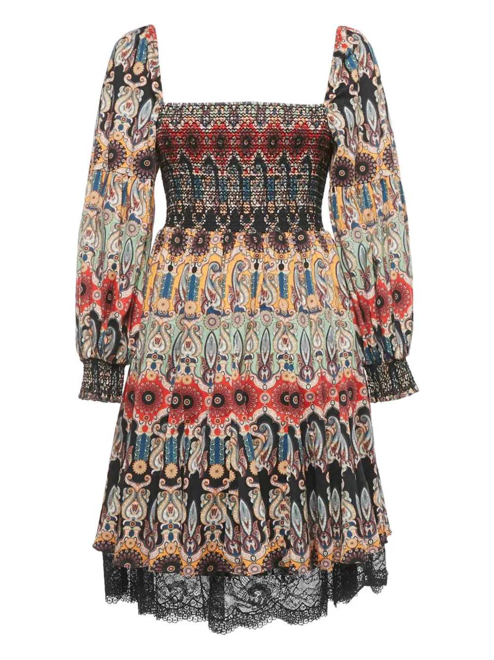 alice + olivia paisley-print mini dress - Toni neutri
