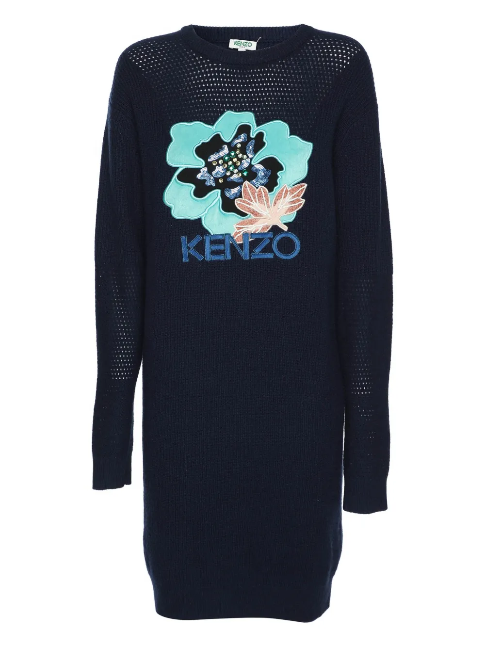 Pre-owned Kenzo Knit Logo Embellishment Sweater In Blue