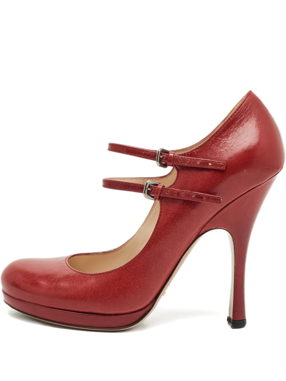 Prada Pre-Owned leather buckle Mary Jane pumps - Rosso