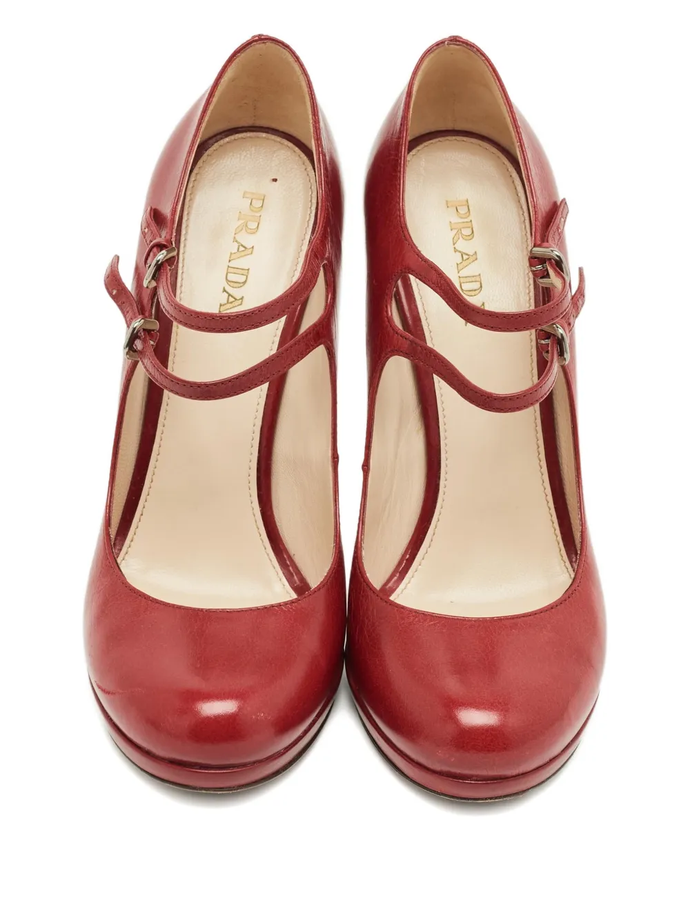 Prada Pre-Owned Leather Buckle Mary Jane Pumps | Red | FARFETCH