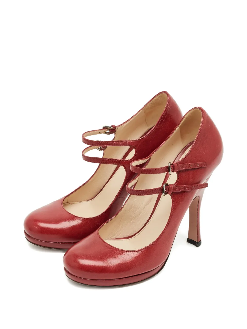 Prada Pre-Owned leather buckle Mary Jane pumps - Rood