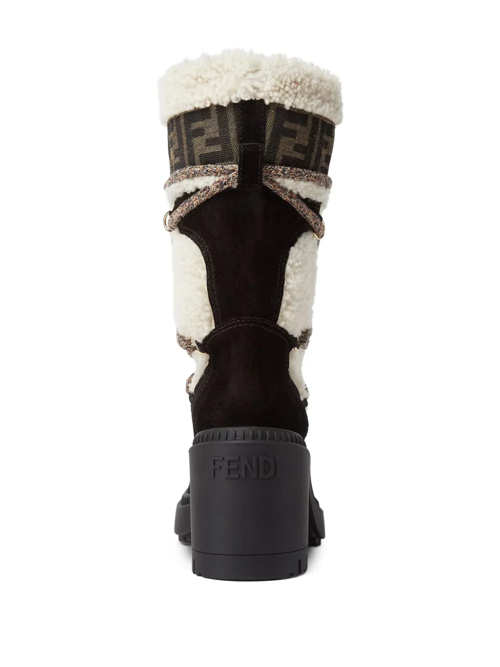FENDI Apres Chic logo shearling boots Wit