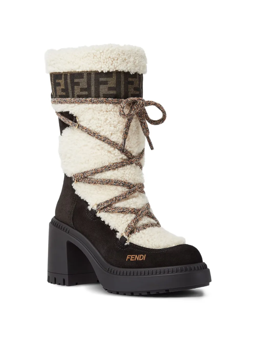 FENDI Apres Chic logo shearling boots Wit