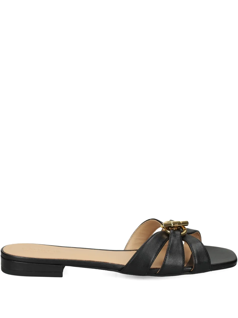 Lauren Ralph Lauren buckle-strap leather sandals Zwart