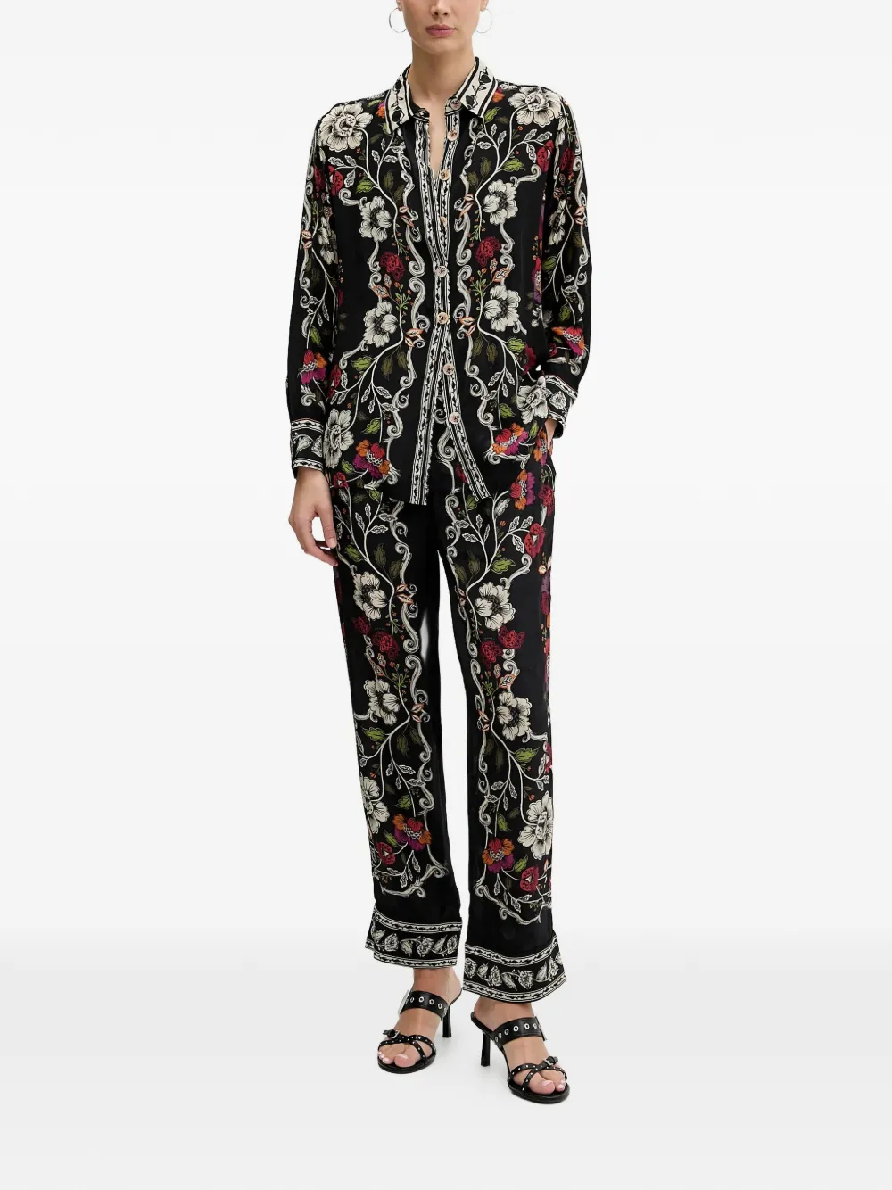 FARM Rio floral-print trousers - Zwart