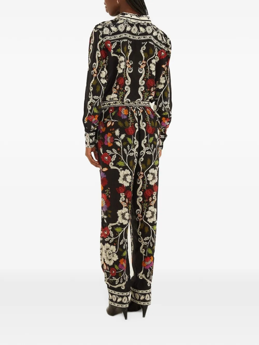 FARM Rio Broek met bloemenprint Zwart