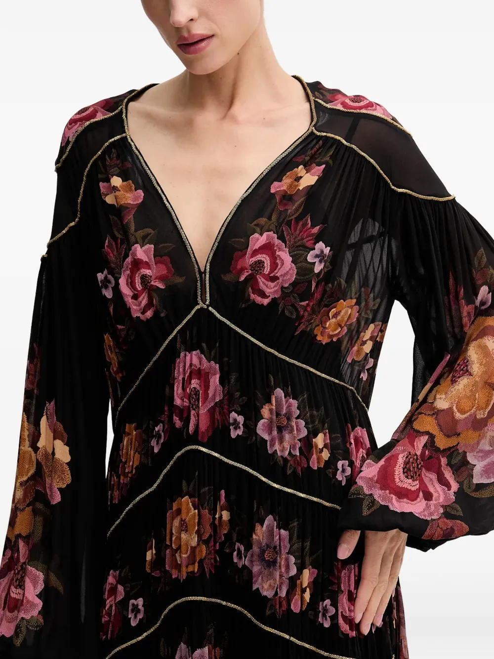 FARM Rio Maxi-jurk met bloemenprint Zwart