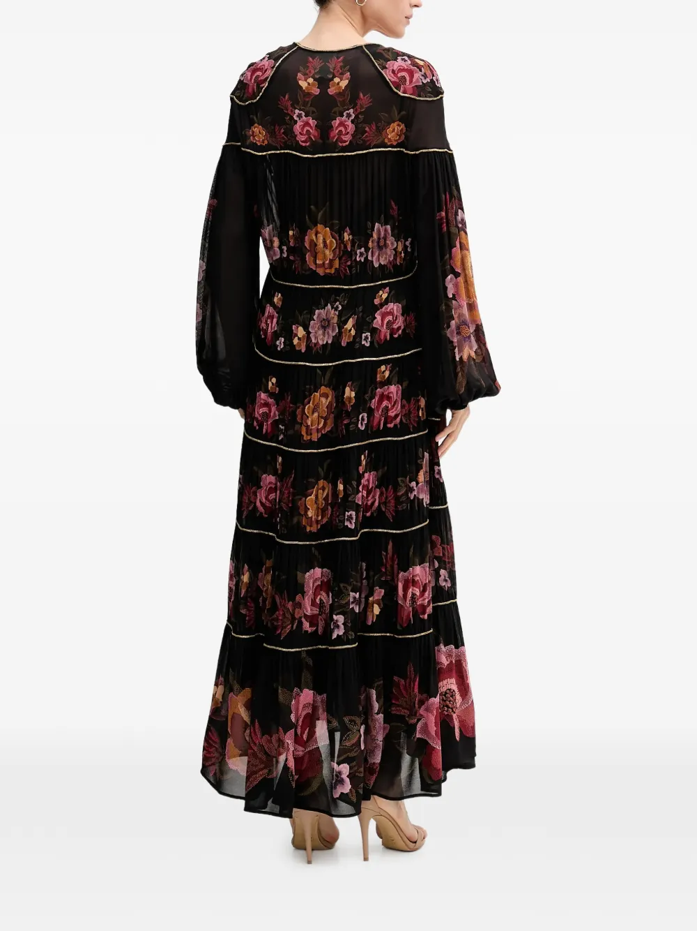 FARM Rio Maxi-jurk met bloemenprint Zwart