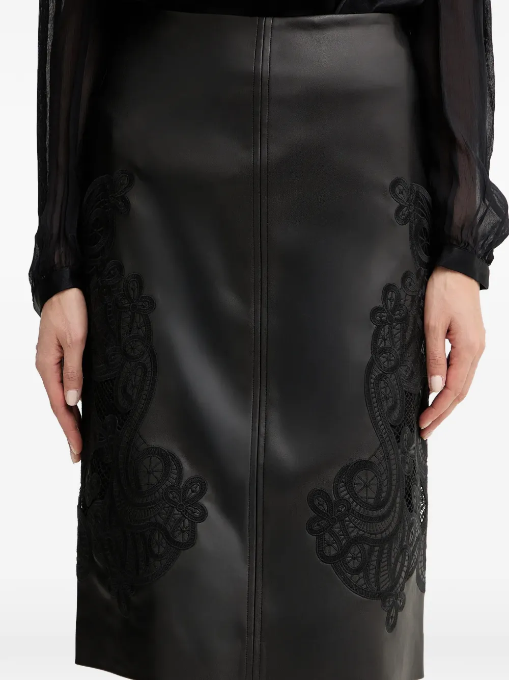 TWINSET lace panel midi skirt - Zwart