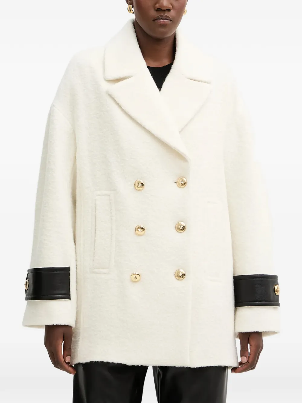 Pinko Button-up Peacoat In White